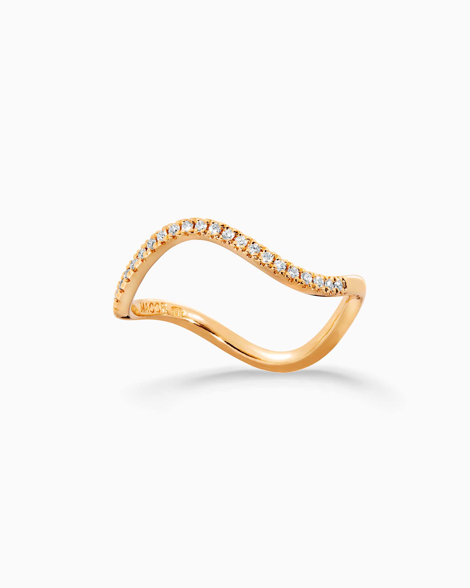 Ava Wave Diamond Ring - yellow gold