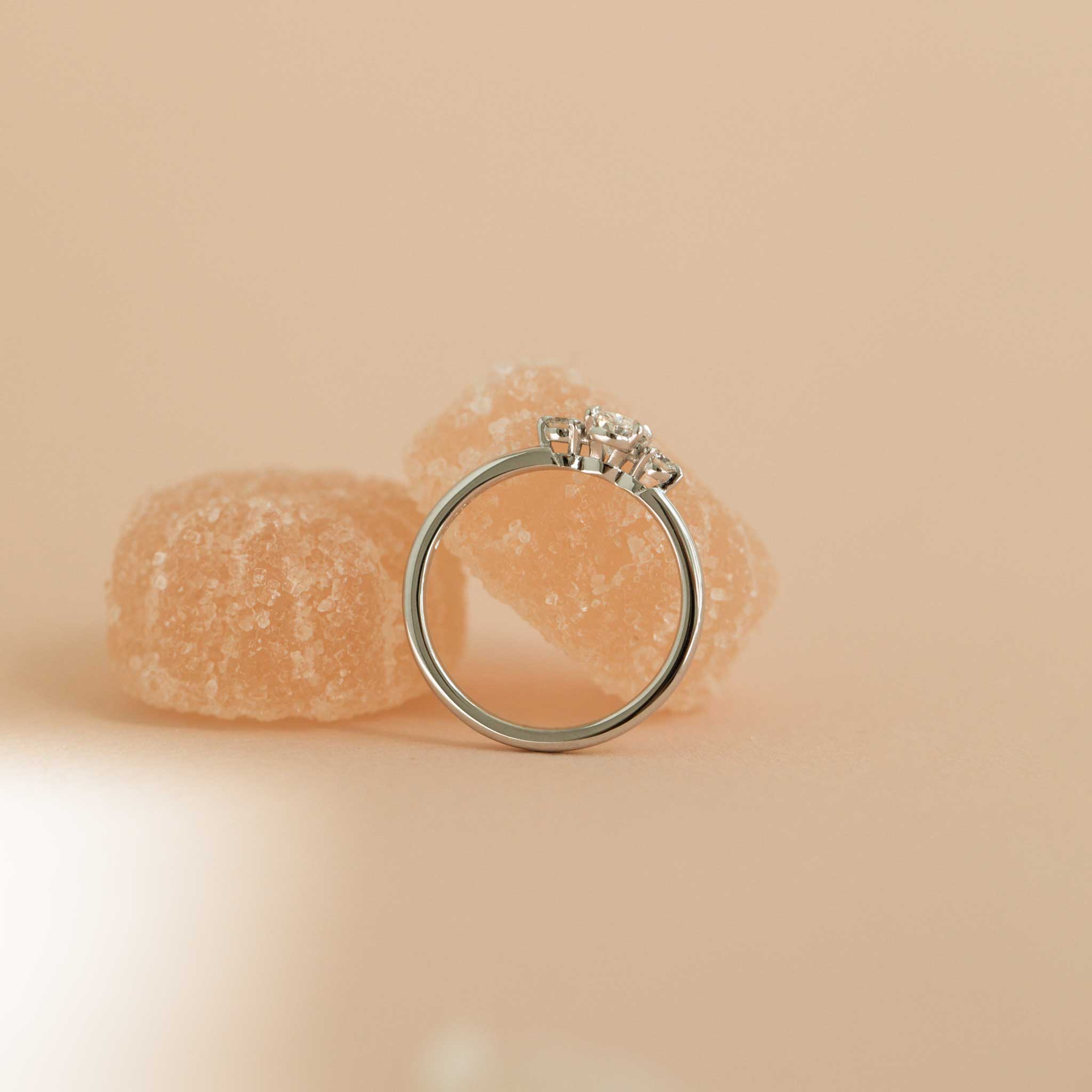 Siro Oval Three Stone Diamond ring - white gold