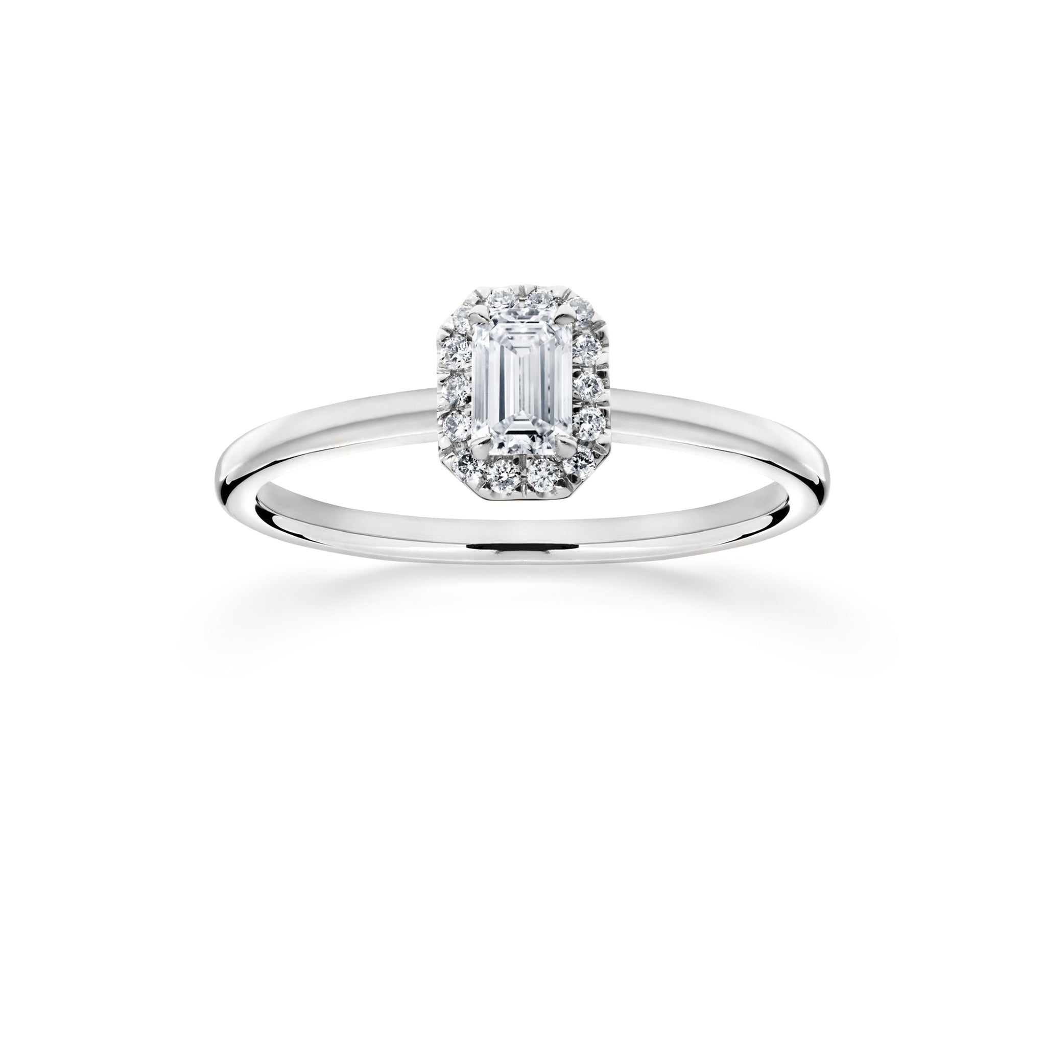 Siro Halo Emerald diamond ring - white gold