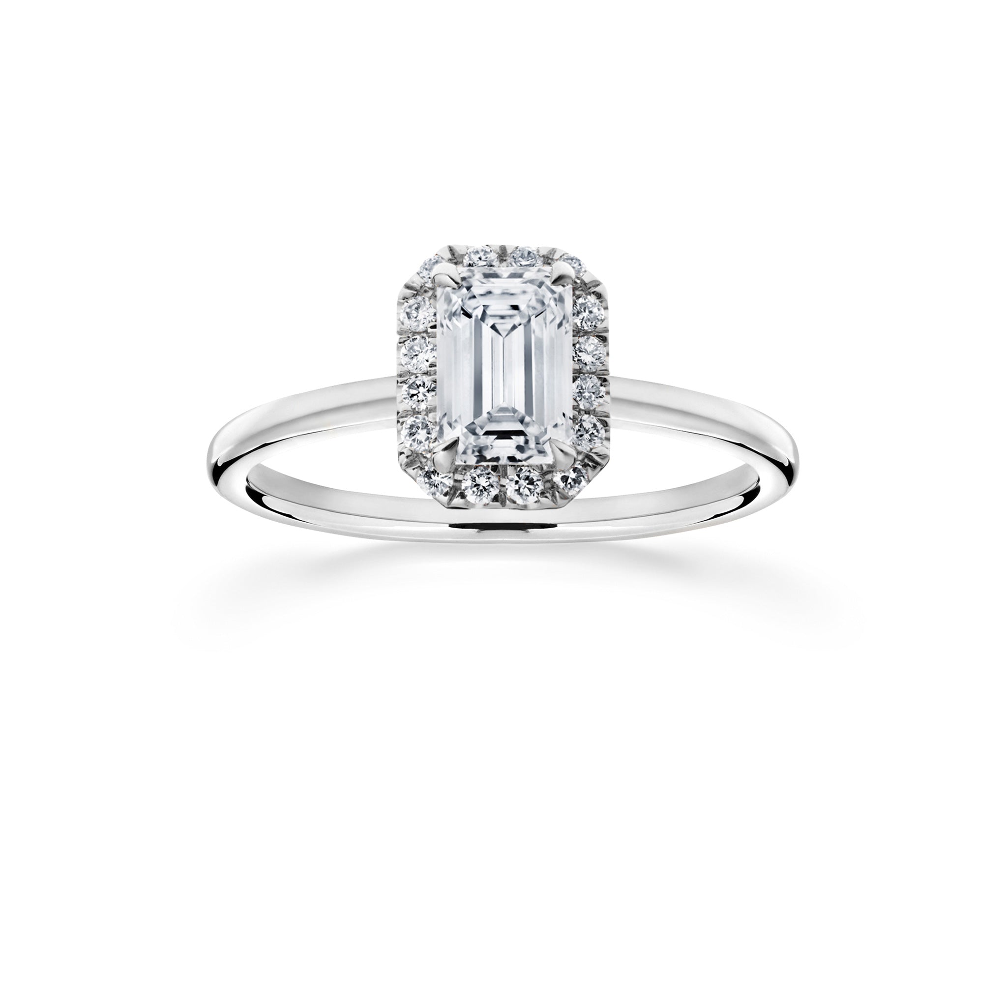 Siro Halo Emerald diamond ring - white gold