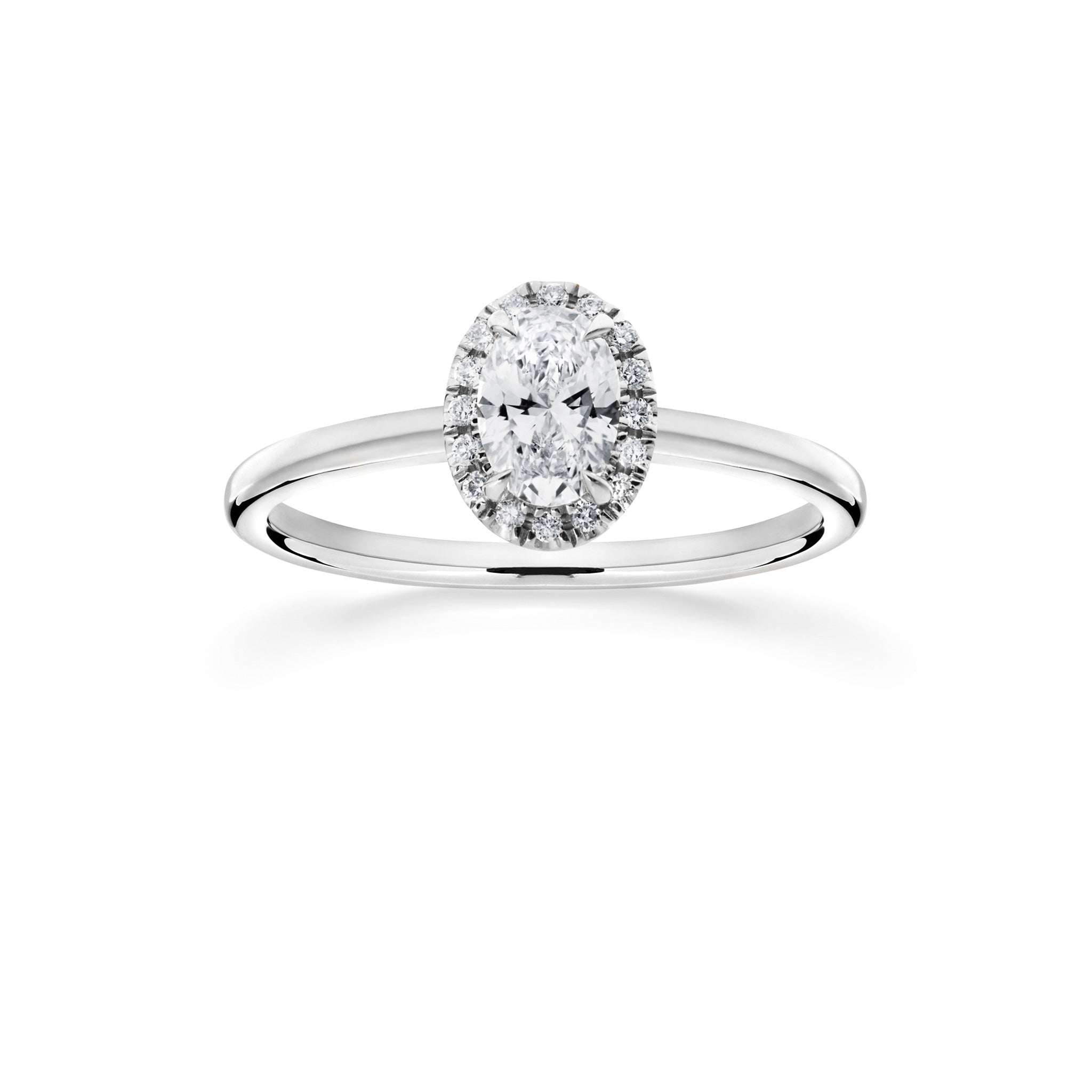 Siro Halo Oval diamond ring white gold