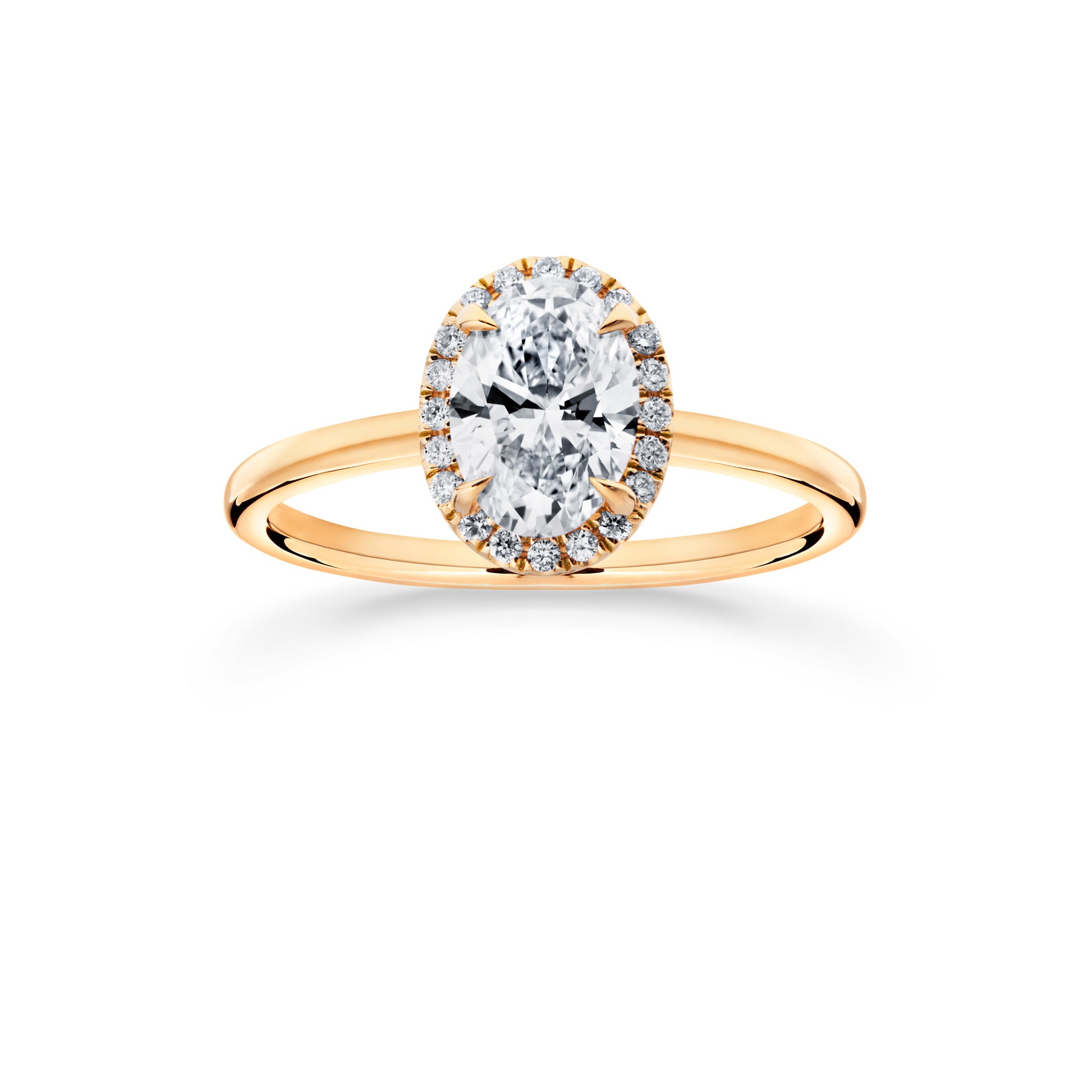 Siro Halo Oval diamond ring - yellow gold