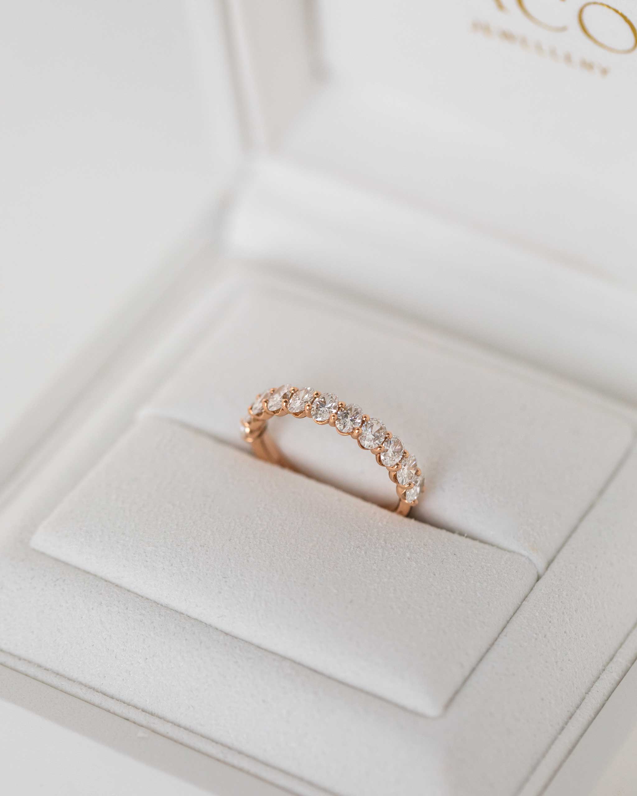 Sierra Oval Half Eternity Ring - Yellow Gold