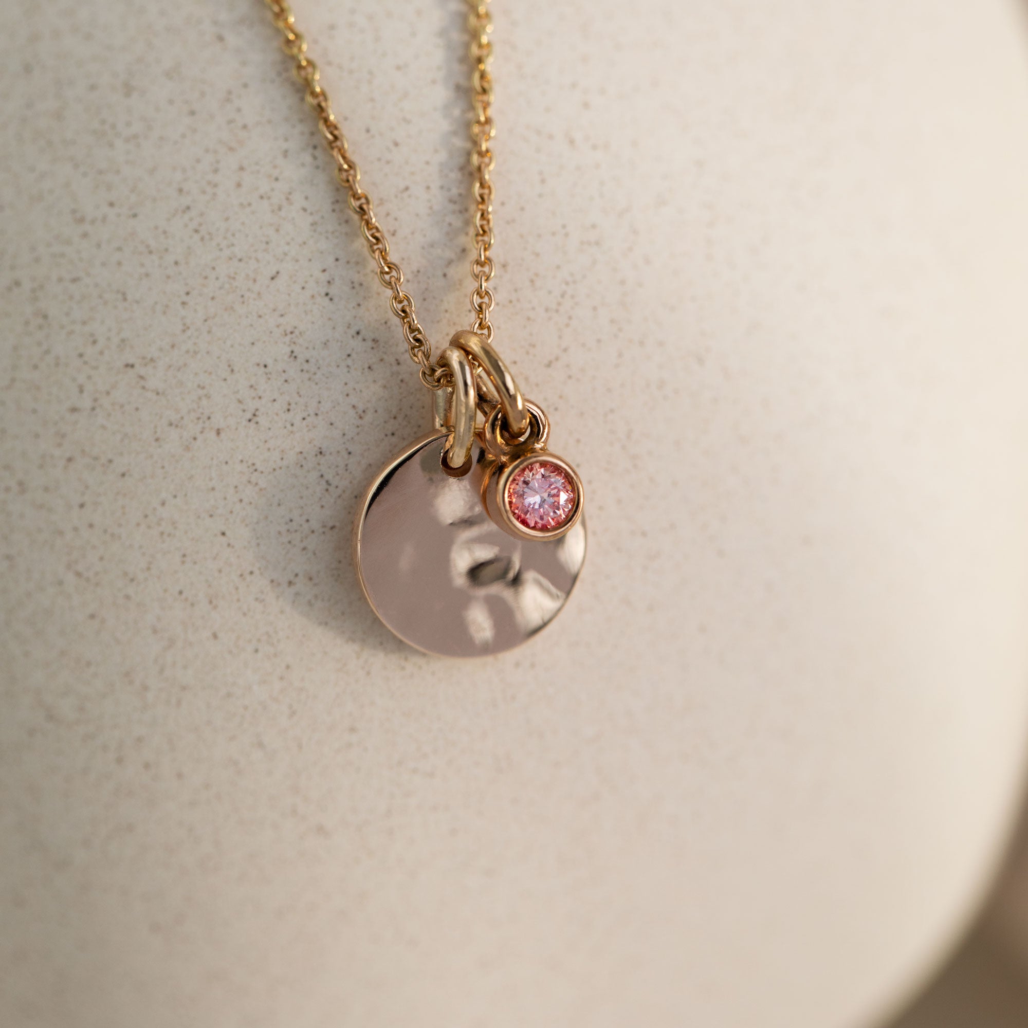 Bezel Blush diamond pendant