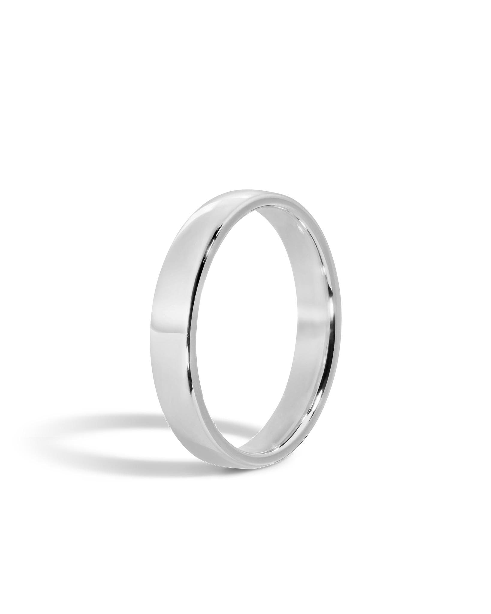 Leon Classic Flat Wedding Band - White Gold