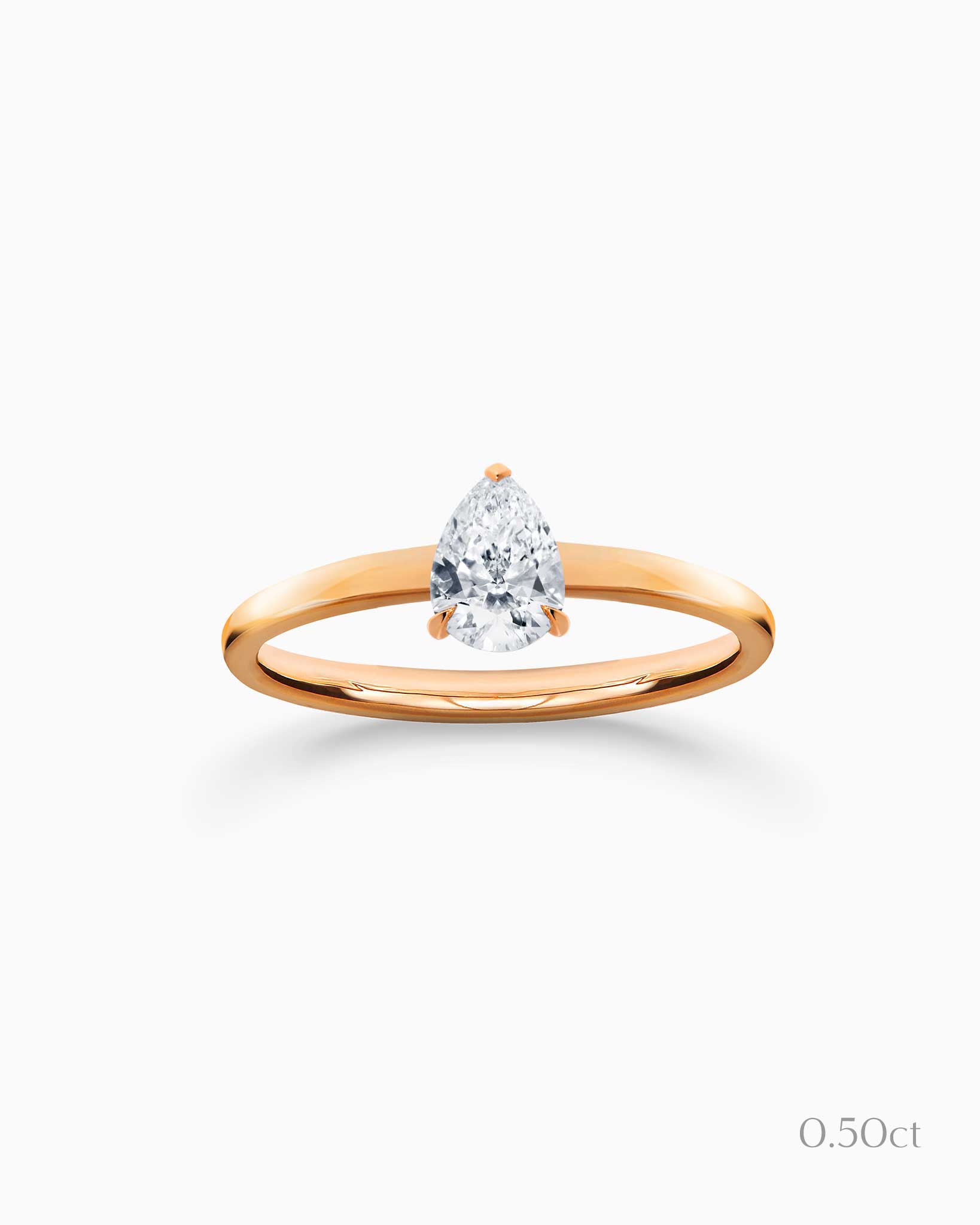 Yellow gold ring with 0.50ct pear diamond