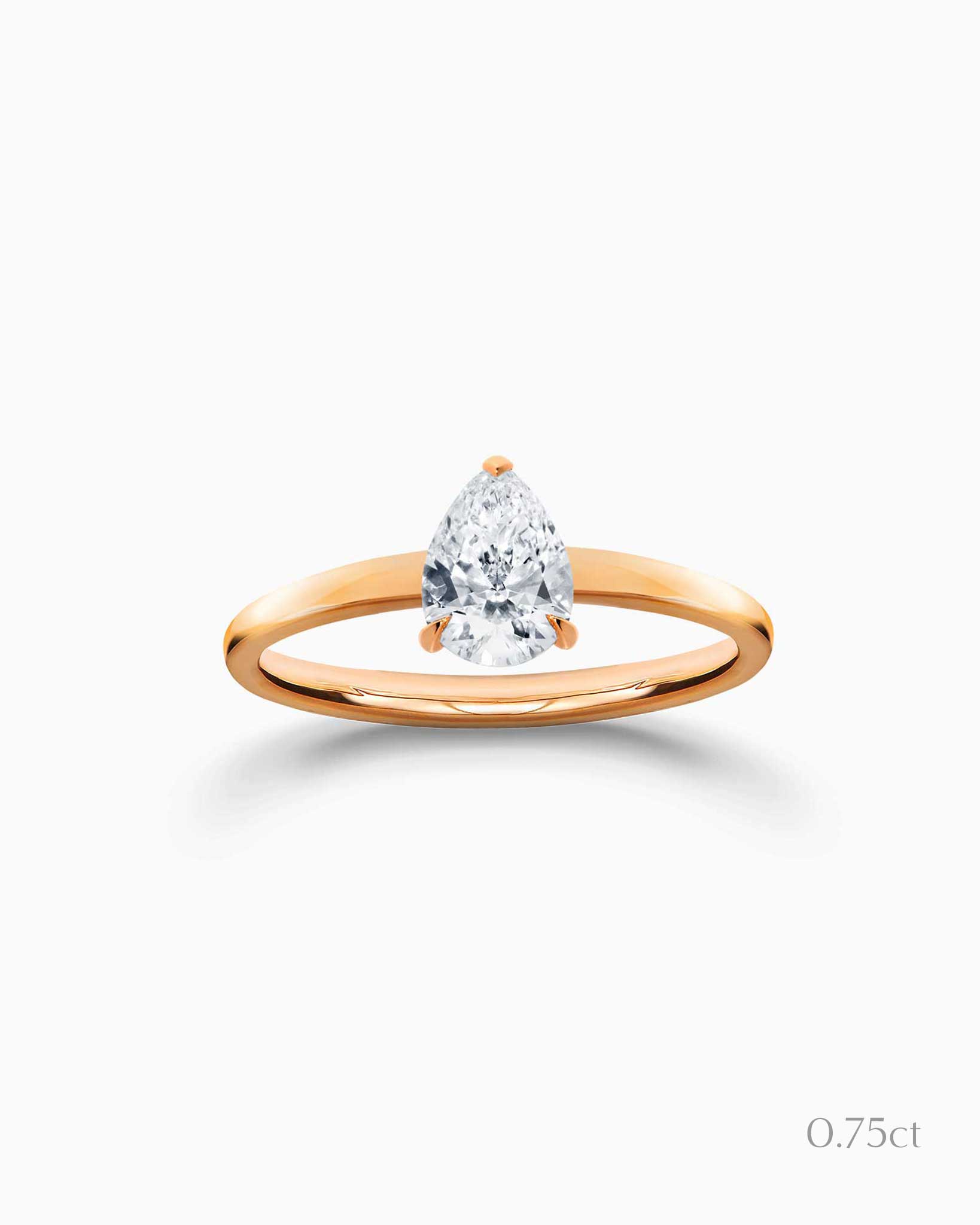 Yellow gold ring with a sparkly pear diamond
