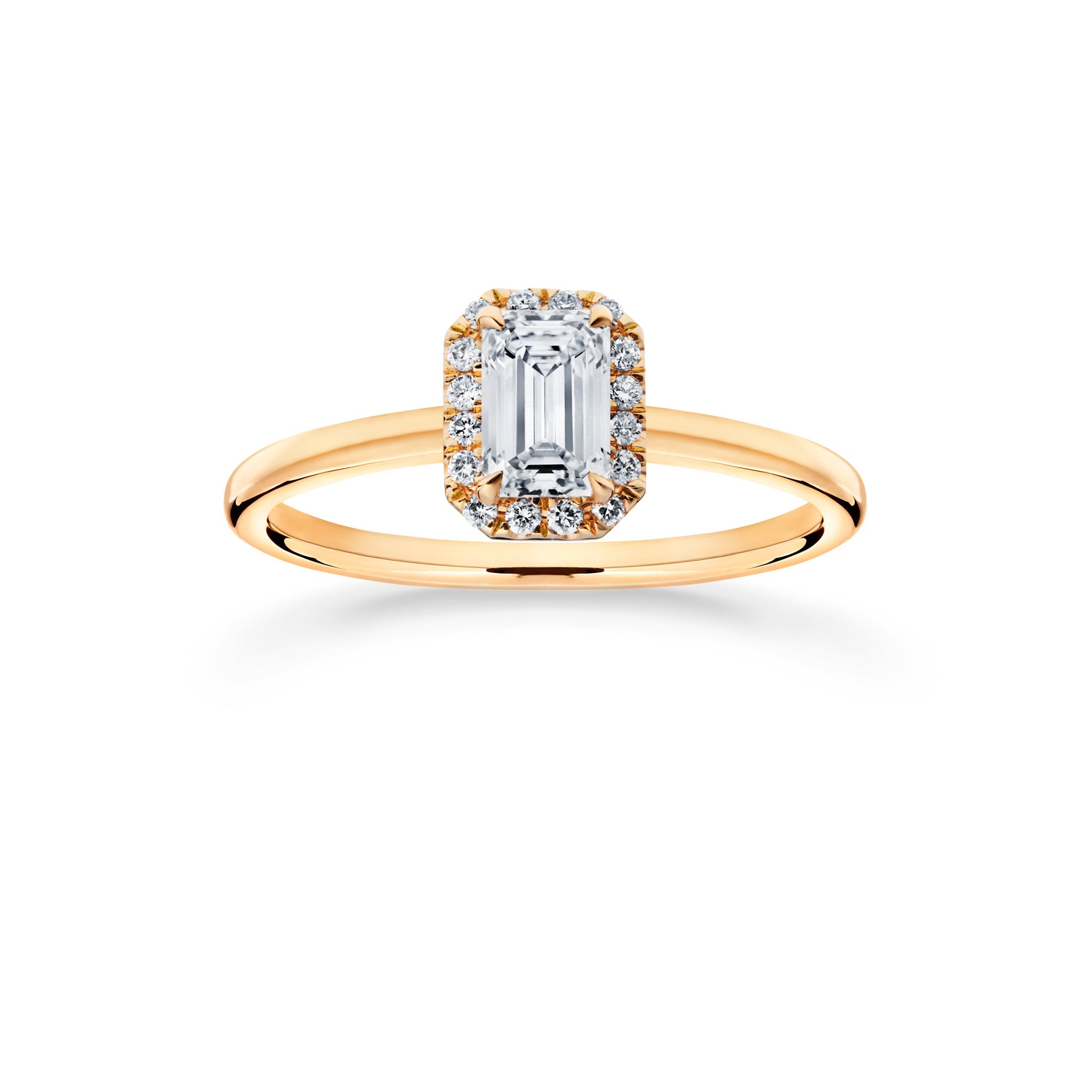 Siro Halo Emerald diamond ring yellow gold