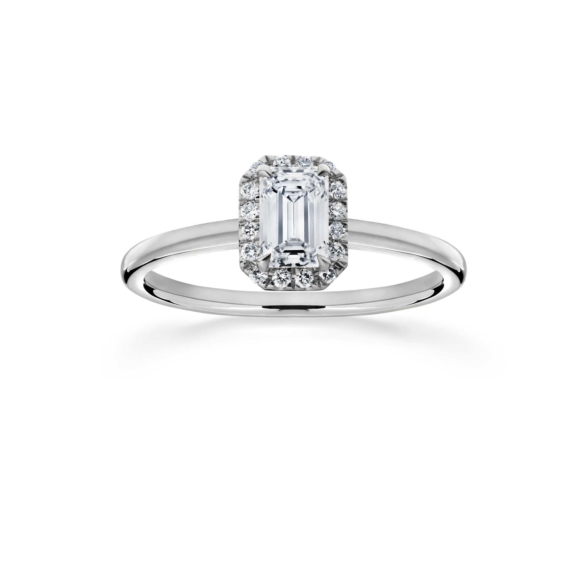 Siro Halo Emerald diamond ring - platinum