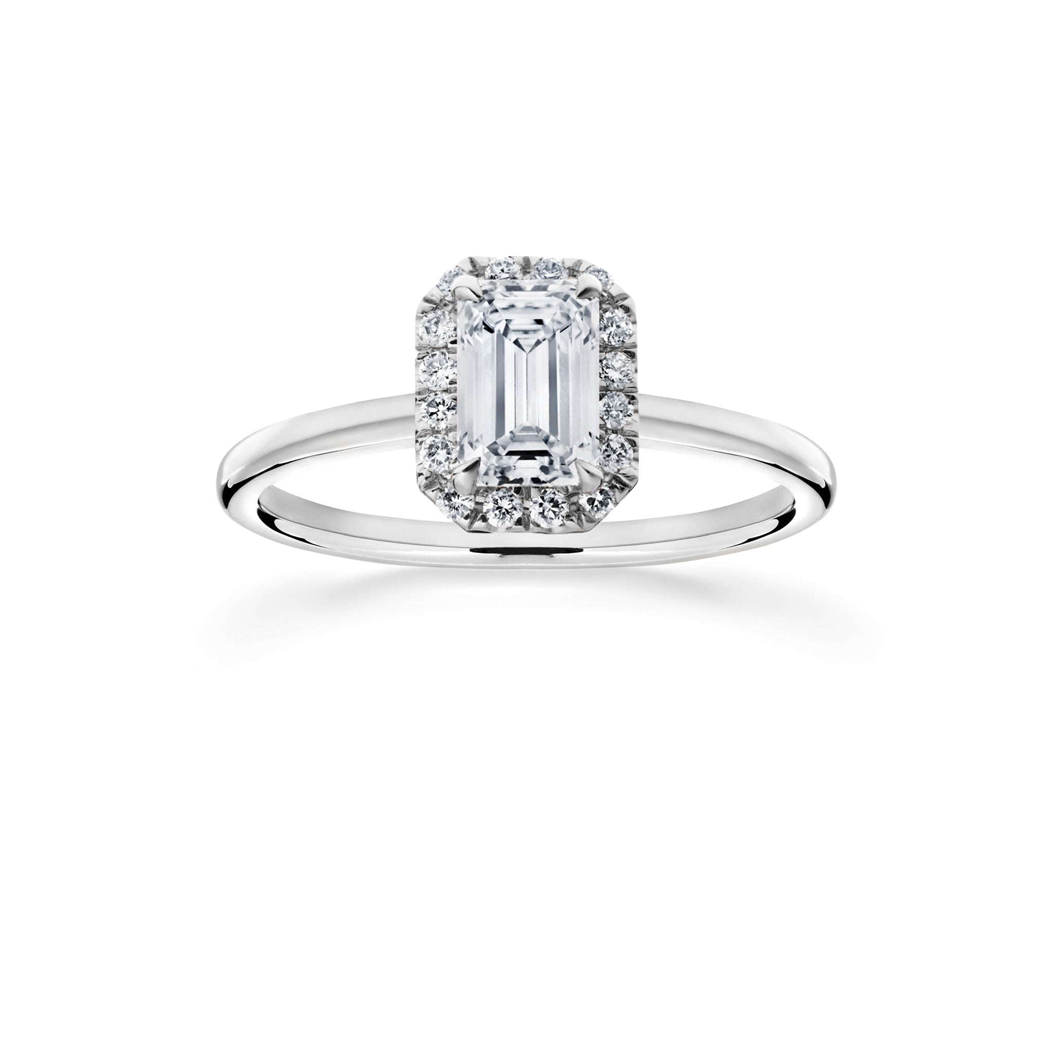 Siro Halo Emerald diamond ring platinum