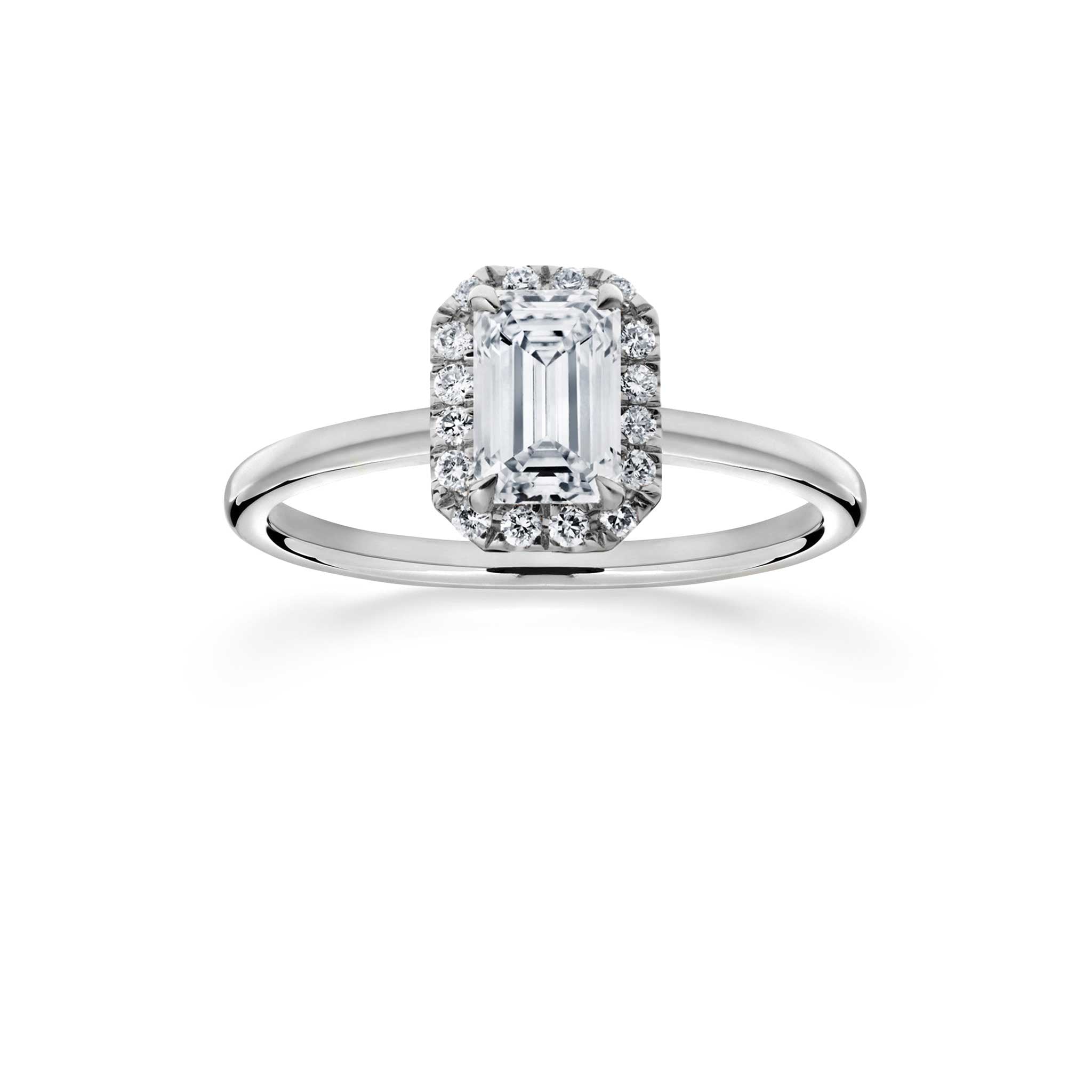 Siro Halo Emerald diamond ring - platinum