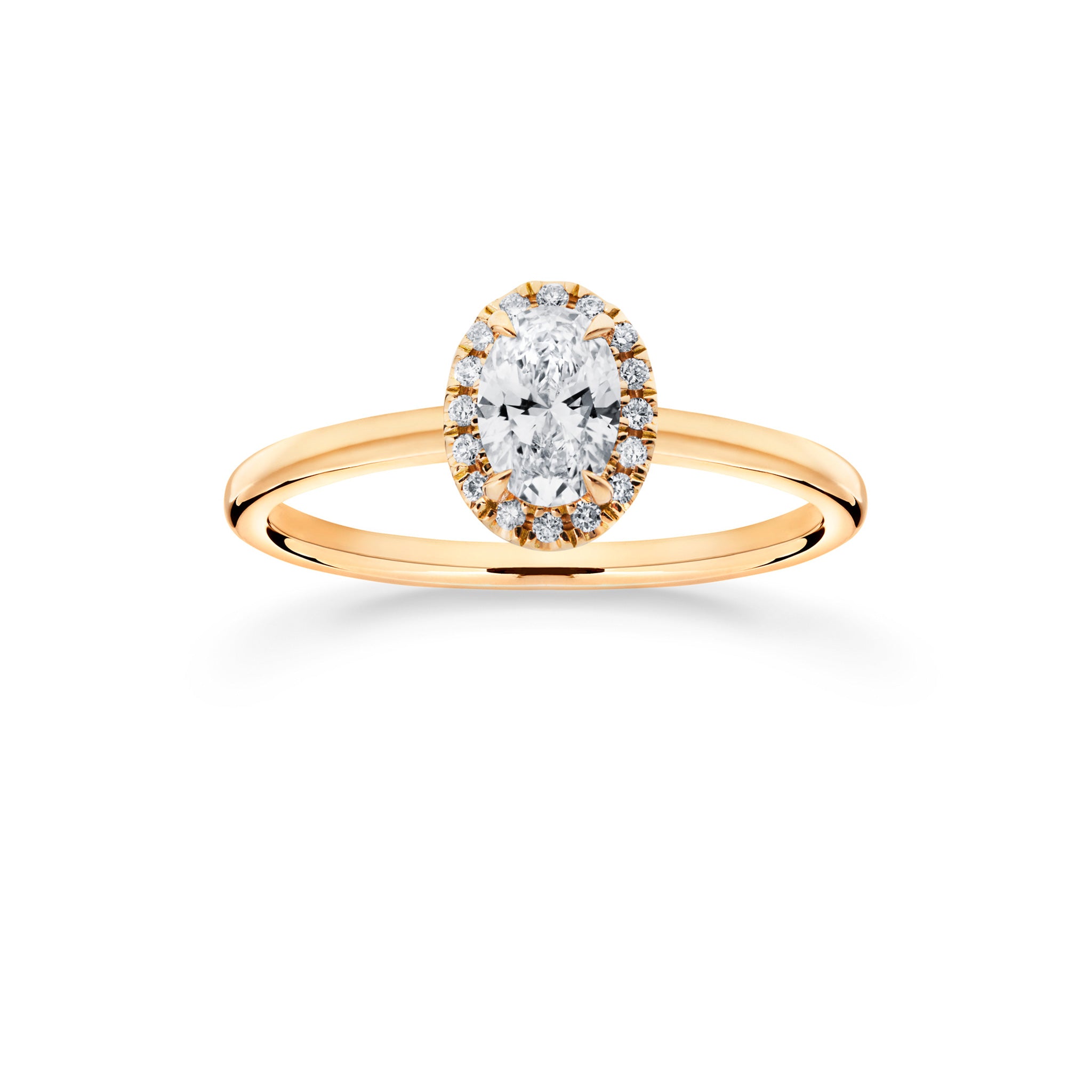 Siro Halo Oval diamond ring yellow gold