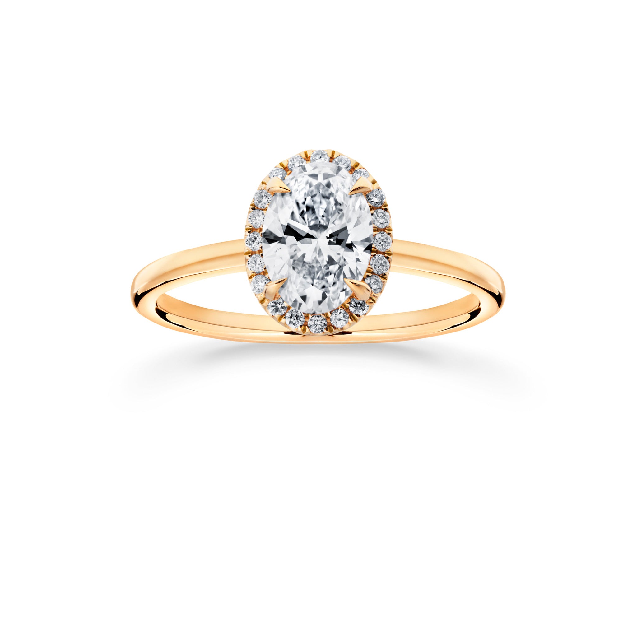Siro Halo Oval diamond ring yellow gold