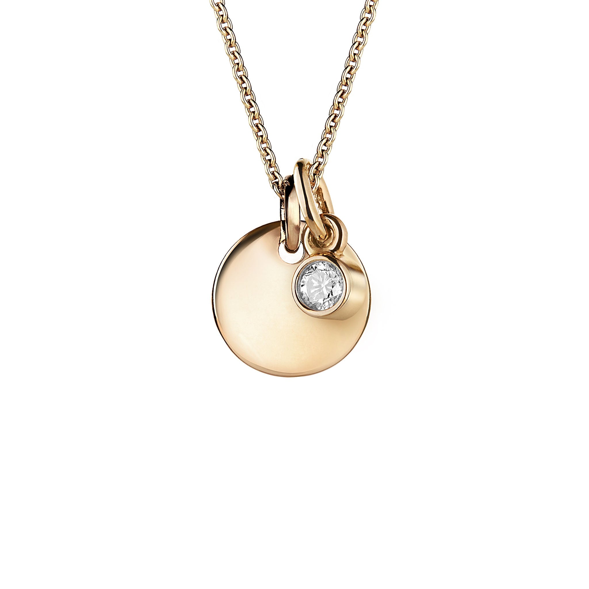 Smooth disk and diamond necklace