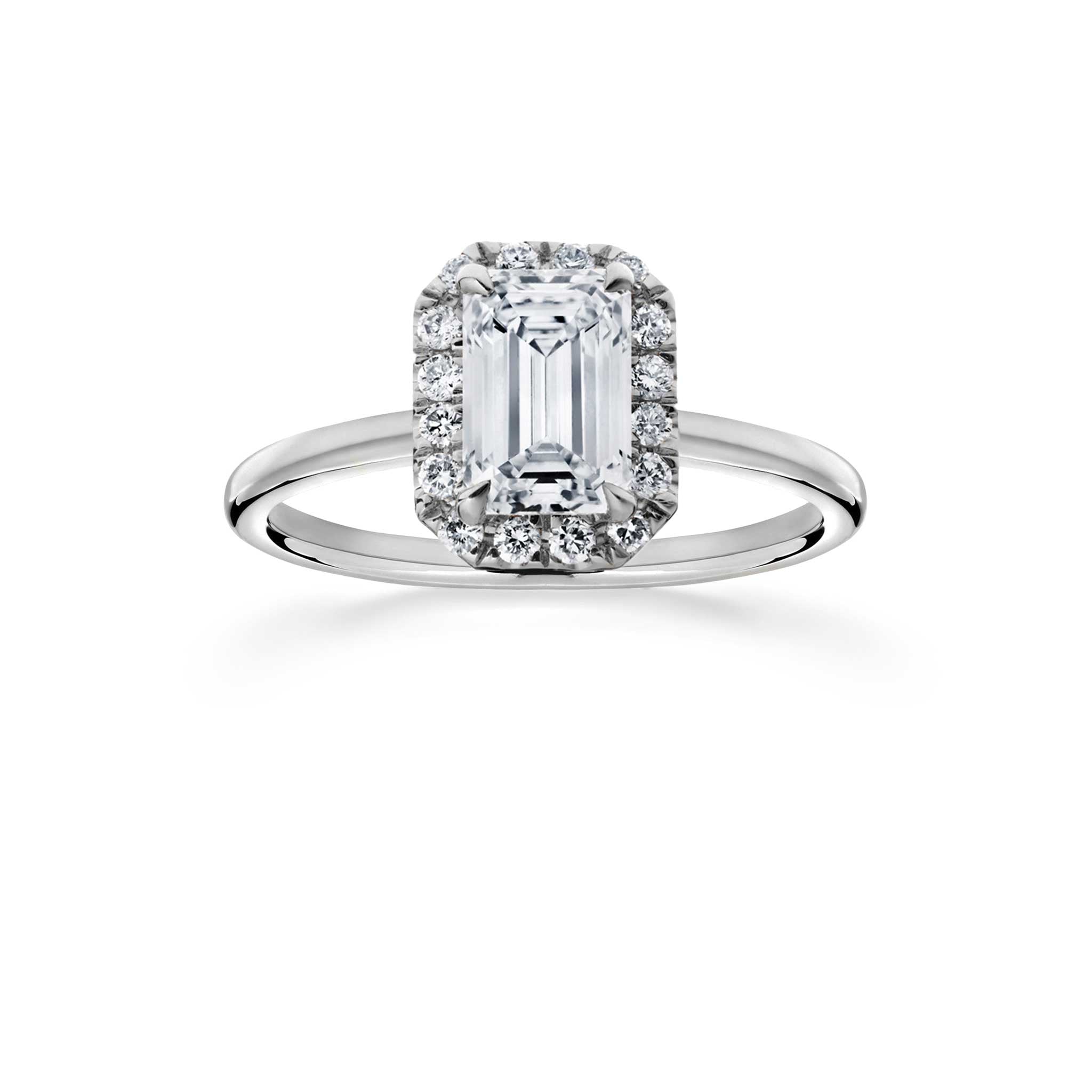 Siro Halo Emerald diamond ring - platinum