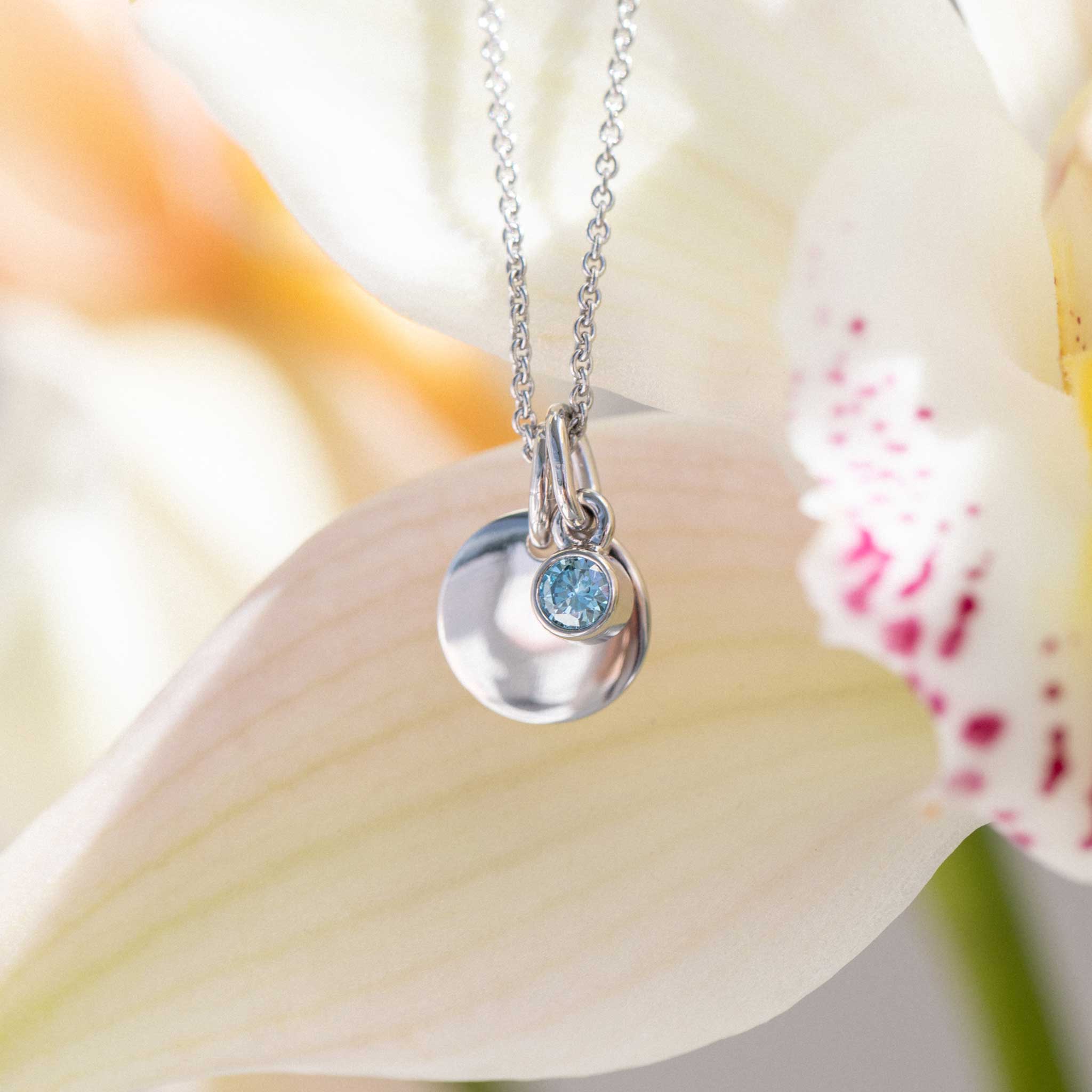 Smooth disk and diamond necklace